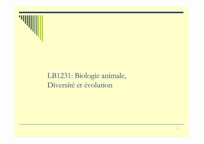 [PDF] LB1231: Biologie animale Diversité et évolution