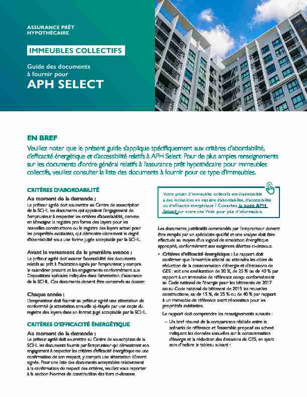 Immeubles collectifs - Guide des documents à fournir pour APH