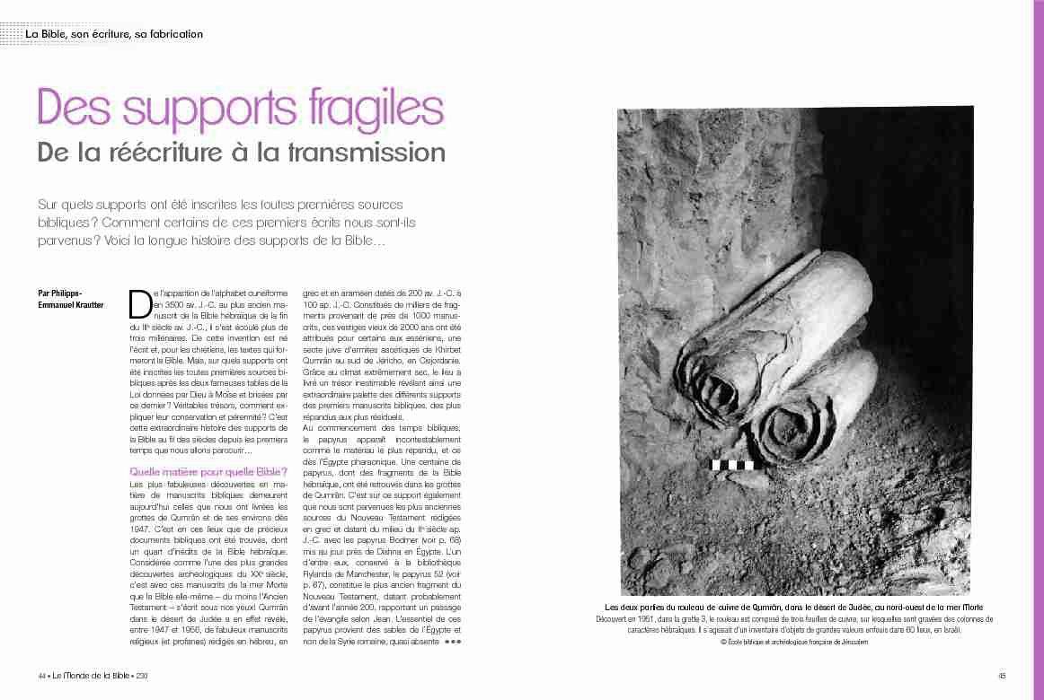 [PDF] “Des supports fragiles De la réécriture à la transmission,” Le Monde