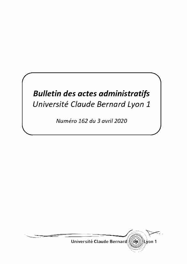 Bulletin des actes administratifs Université Claude Bernard Lyon 1 3
