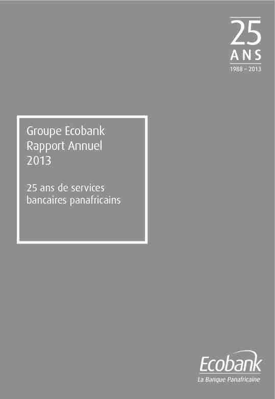 Groupe Ecobank Rapport Annuel 2013