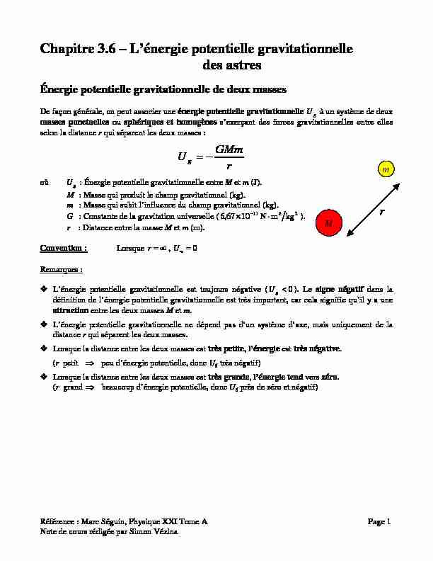 [PDF] Lénergie potentielle gravitationnelle des astres - Chapitre 2