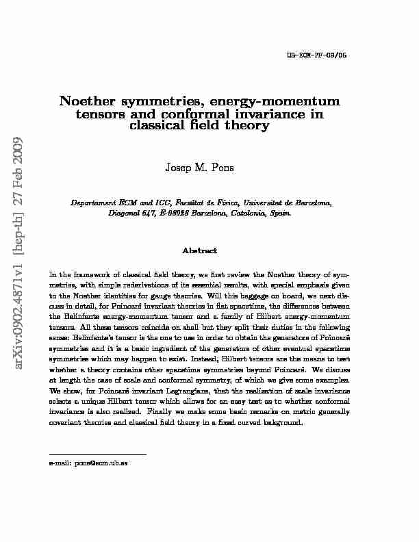 Noether symmetries energy-momentum tensors and conformal