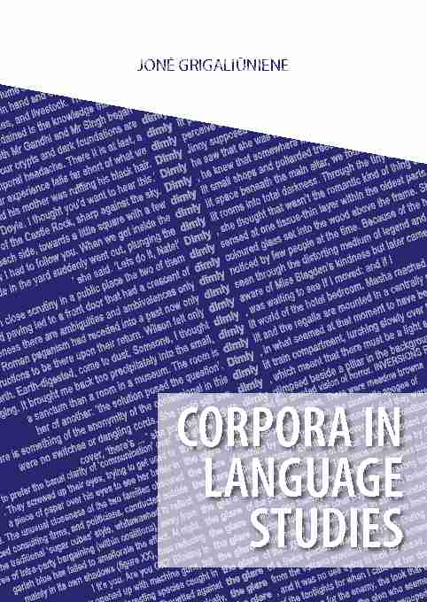 CORPORA IN LANGUAGE STUDIES
