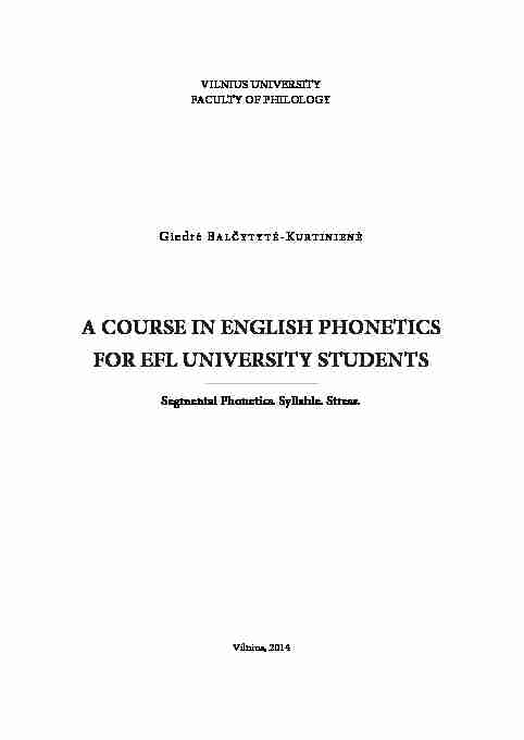 A COURSE IN ENGLISH PHONETICS FOR EFL UNIVERSITY