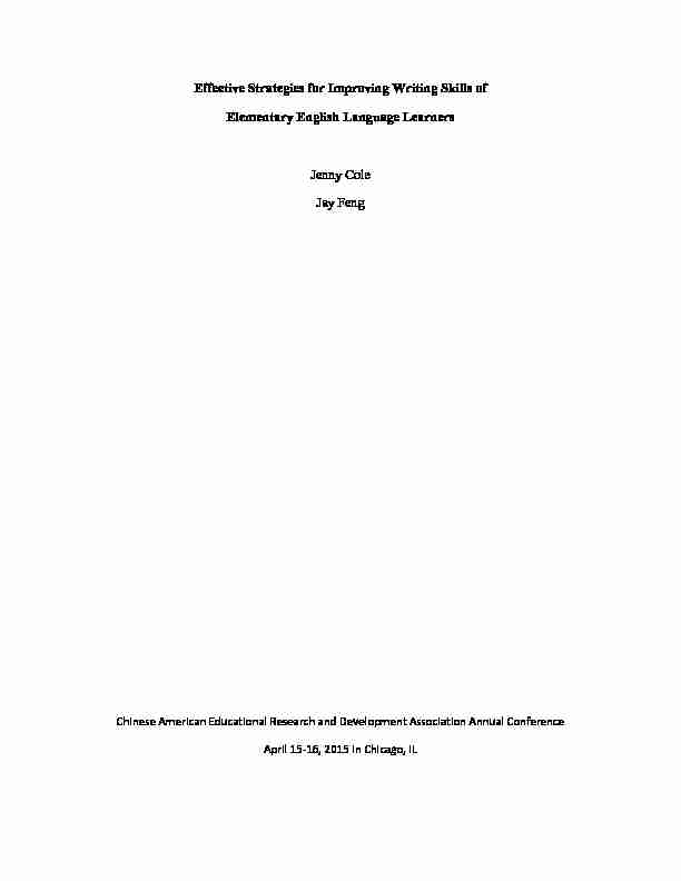 [PDF] Effective Strategies for Improving Writing Skills of Elementary  - ERIC