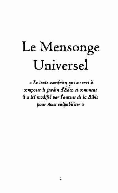 Le Mensonge Universel - Pierre Jovanovic