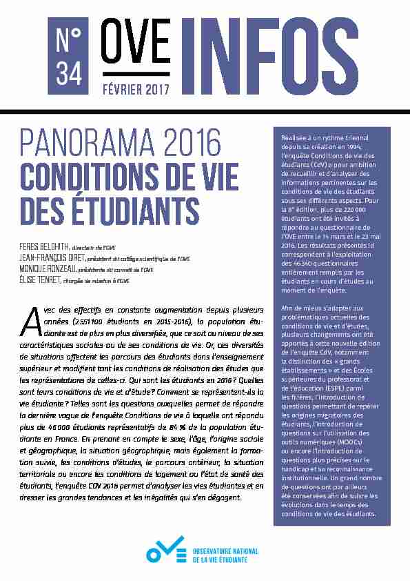 [PDF] OVE infos : Panorama 2016 : conditions de vie des étudiants