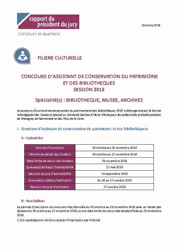 CONCOURS DASSISTANT DE CONSERVATION DU PATRIMOINE