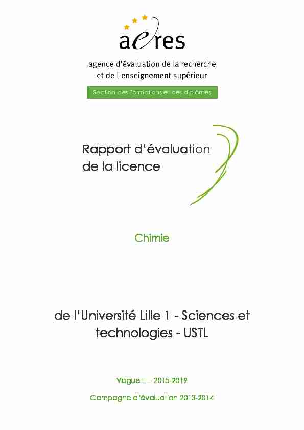 Evaluation de la licence Chimie (Université Lille 1 - Sciences et
