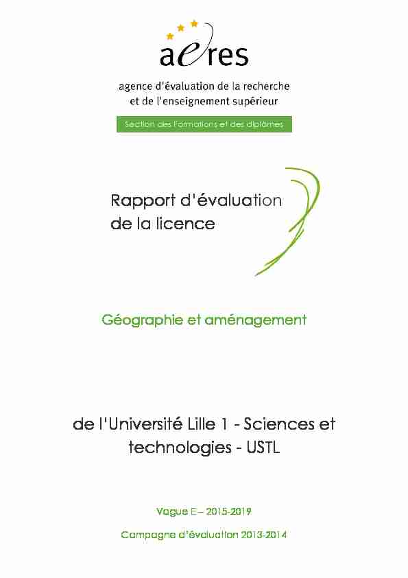 Evaluation de la licence Géographie et aménagement (Université