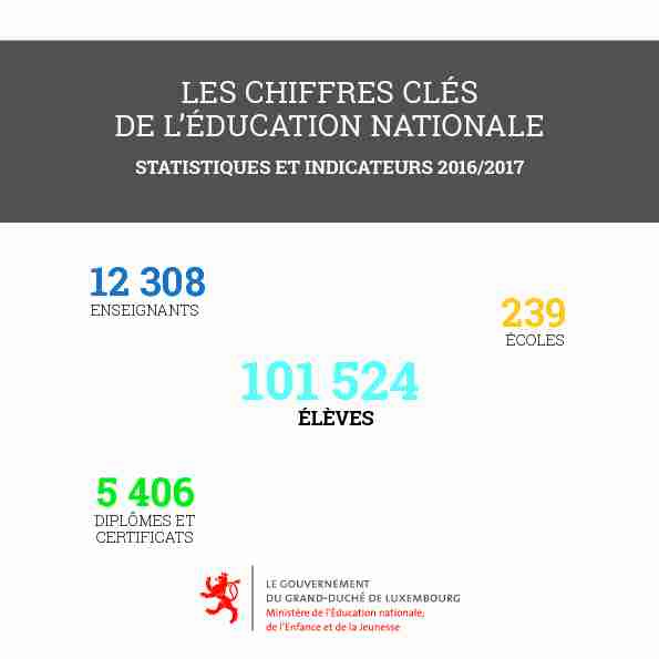 LES CHIFFRES CLÉS DE LÉDUCATION NATIONALE