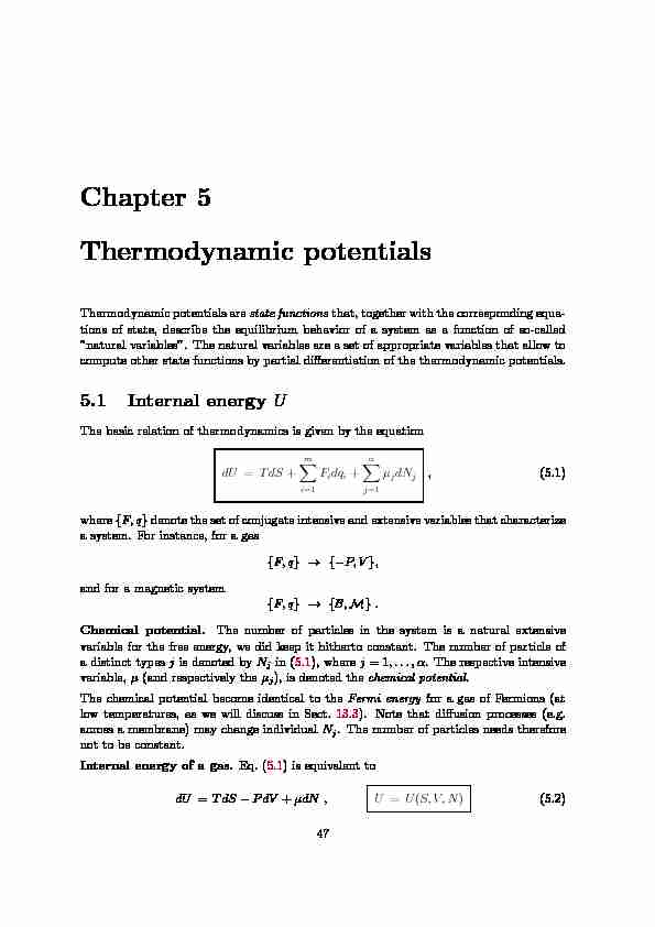 Chapter 5 Thermodynamic potentials