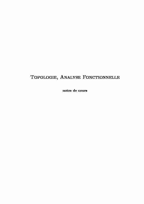 [PDF] Topologie Analyse Fonctionnelle