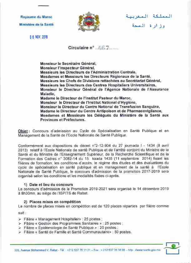 [PDF] Circulaire concourspdf - Ministère de la Santé