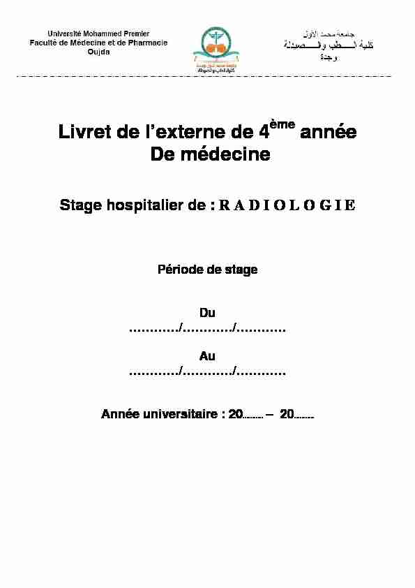 [PDF] livret de stage Radiologie - Faculté de Médecine et de Pharmacie d