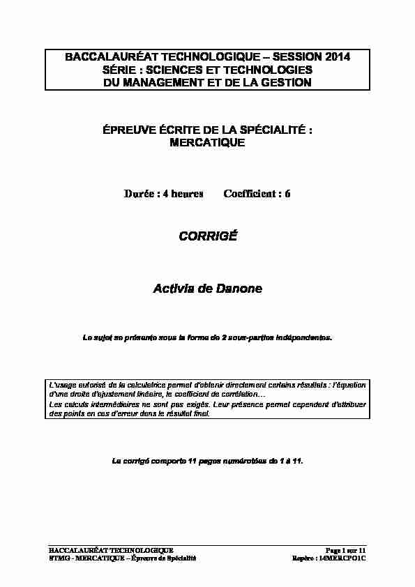 [PDF] Corrigé du bac STMG Mercatique (Marketing) 2014  - Sujet de bac