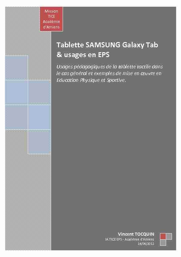 Tablette SAMSUNG Galaxy Tab & usages en EPS