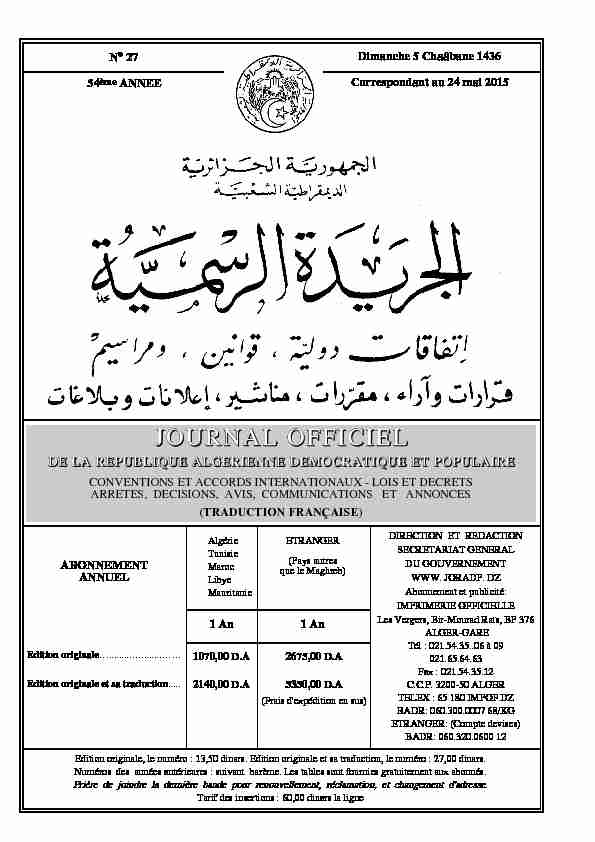 [PDF] Journal Officiel Algérie - GazettesAfrica