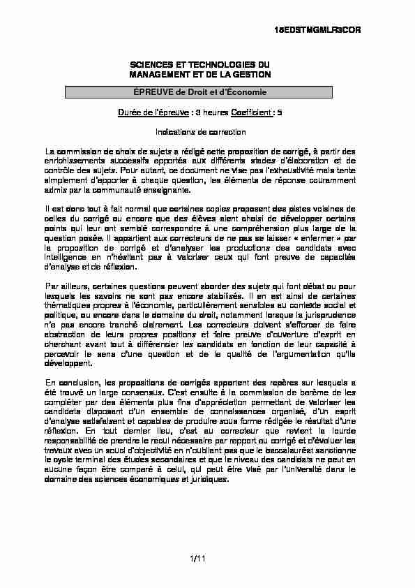 [PDF] Corrigé du bac STMG Economie-Droit 2015 - Sujet de bac