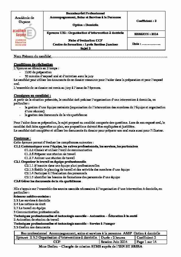 [PDF] Bac professionnel Accompagnement, soins et  - SBSSA - Guyane