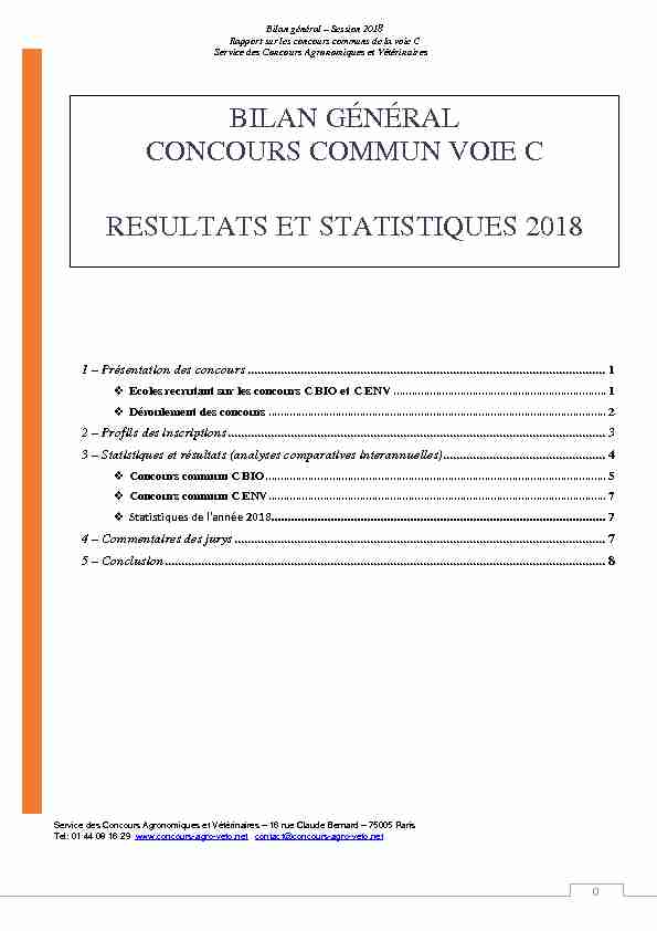 [PDF] Bilan concours C session 2018 ( PDF - 2247 ko) - Concours Agro