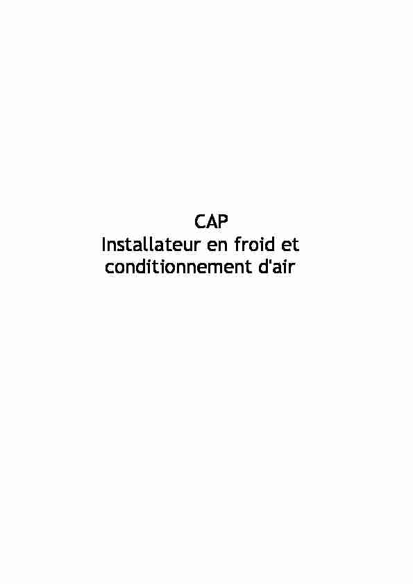[PDF] CAP Installateur en froid et conditionnement dair - Eduscol
