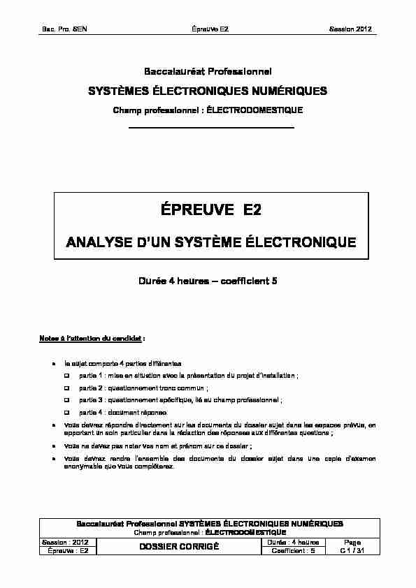 [PDF] ÉPREUVE E2 - Eduscol