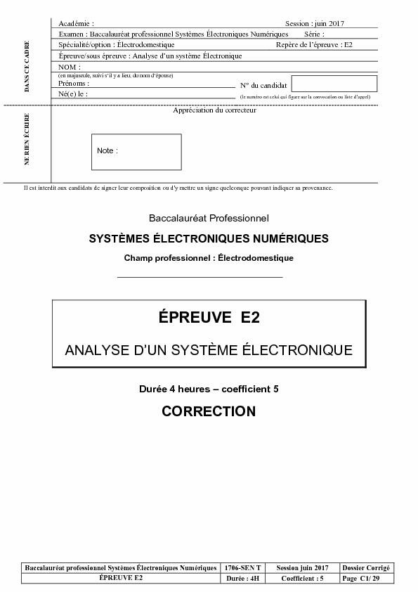 [PDF] Épreuve E2 BAC PRO SEN ED CORRIGE - Eduscol