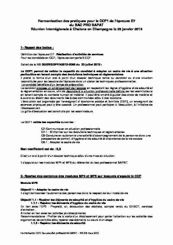 [PDF] Harmonisation CCF1-E7 Bac Pro SAPAT - Chlorofil