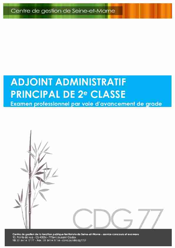 ADJOINT ADMINISTRATIF PRINCIPAL DE 2e CLASSE