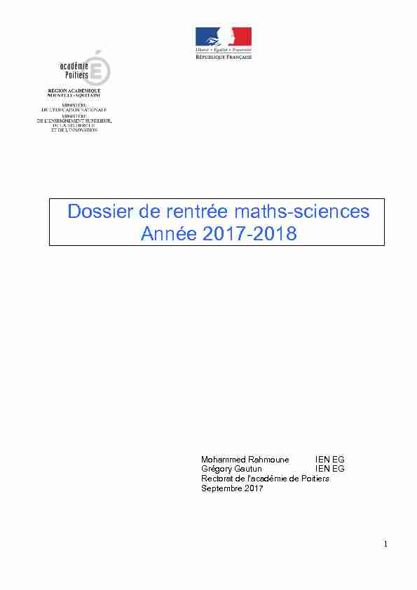 Dossier de rentrée maths-sciences Année 2017-2018