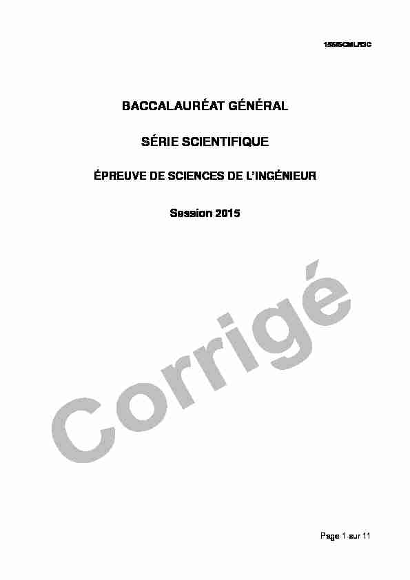 Corrigé du bac S Sciences de lIngénieur 2015 - Gecif.net