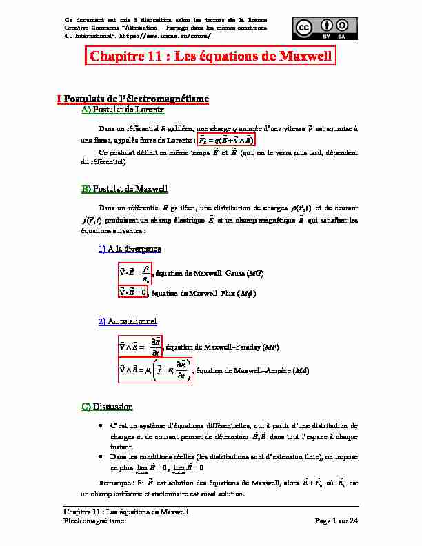 [PDF] 11 : Les équations de Maxwell