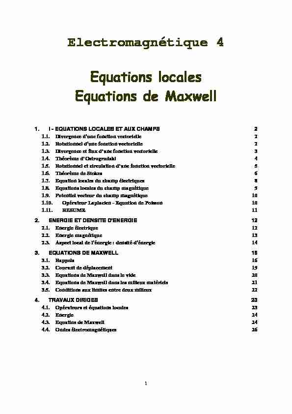 [PDF] Electromagnétique 4 Equations locales Equations de Maxwell - UPF