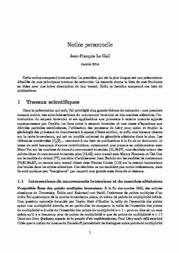 [PDF] Notice sur les travaux scientifiques de Jean-François Le Gall