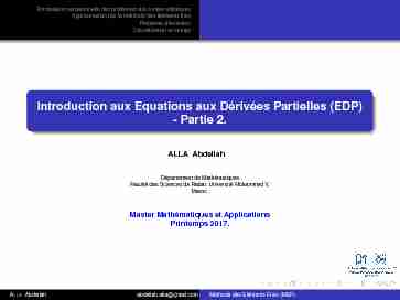 Introduction aux Equations aux Dérivées Partielles (EDP) - Partie 2.