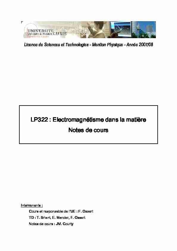 LP322 : Electromagnétisme dans la matière Notes de cours - Nanopdf