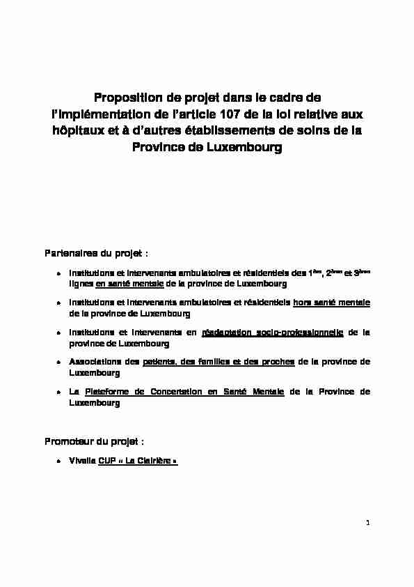 [PDF] Proposition de projet dans le cadre de limplémentation de  - psy-107