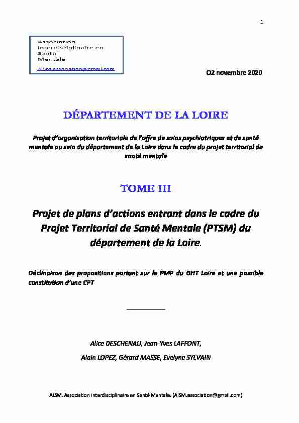 DÉPARTEMENT DE LA LOIRE TOME III Projet de plans dactions
