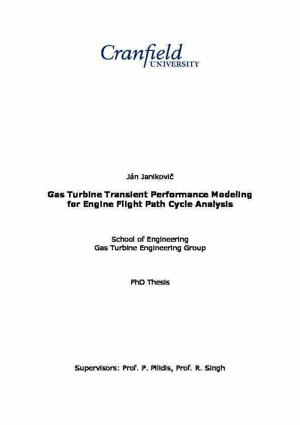 [PDF] Gas Turbine Transient Performance Modeling for Engine  - CORE