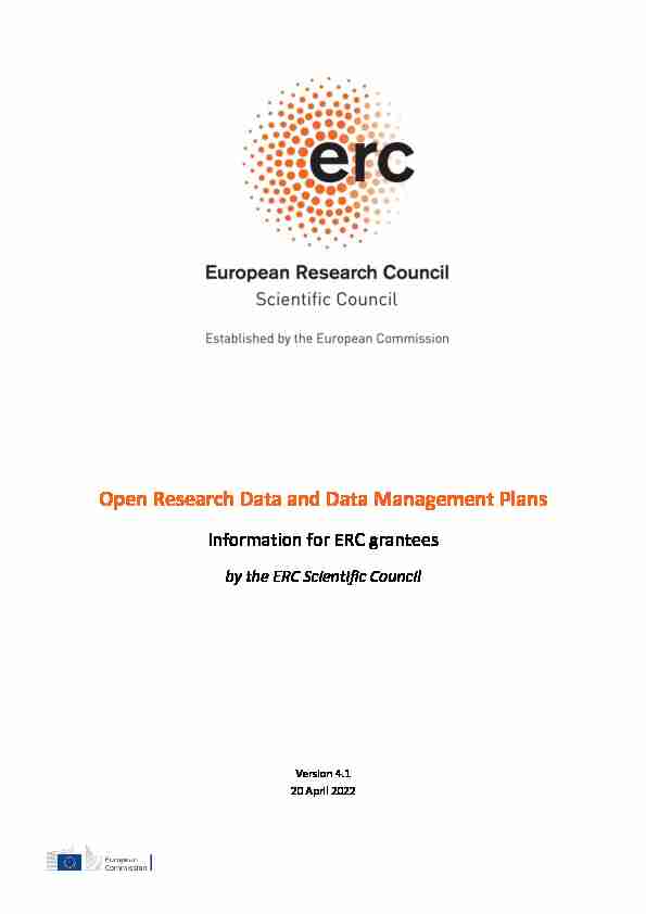 Open Research Data and Data Management Plans