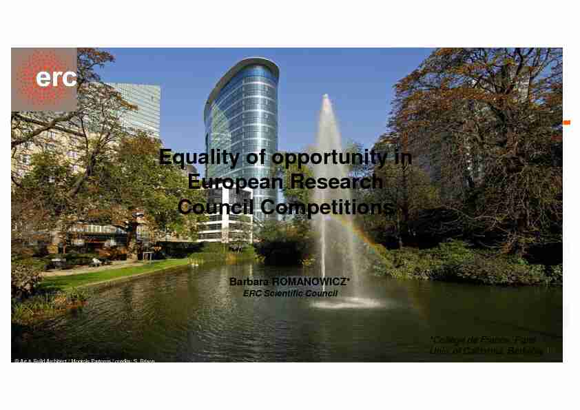 Equality of opportunity in European Research Council Competitions