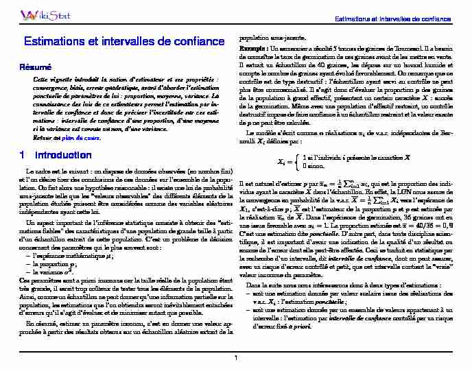 [PDF] Estimations et intervalles de confiance - Institut de Mathématiques