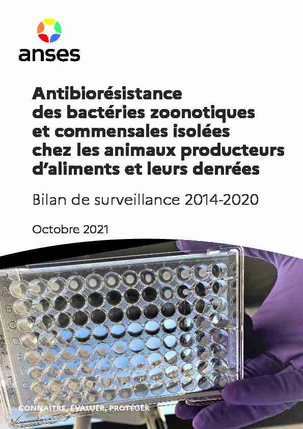 Antibiorésistance des bactéries zoonotiques et commensales