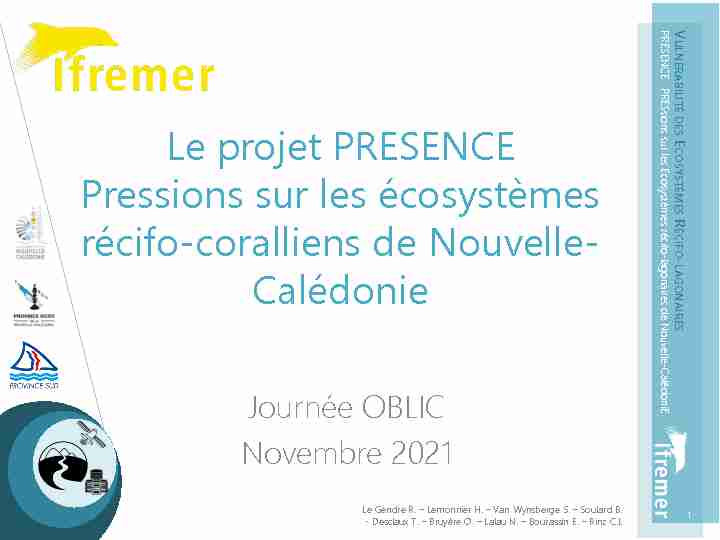 [PDF] Le projet PRESENCE Pressions sur les écosystèmes récifo