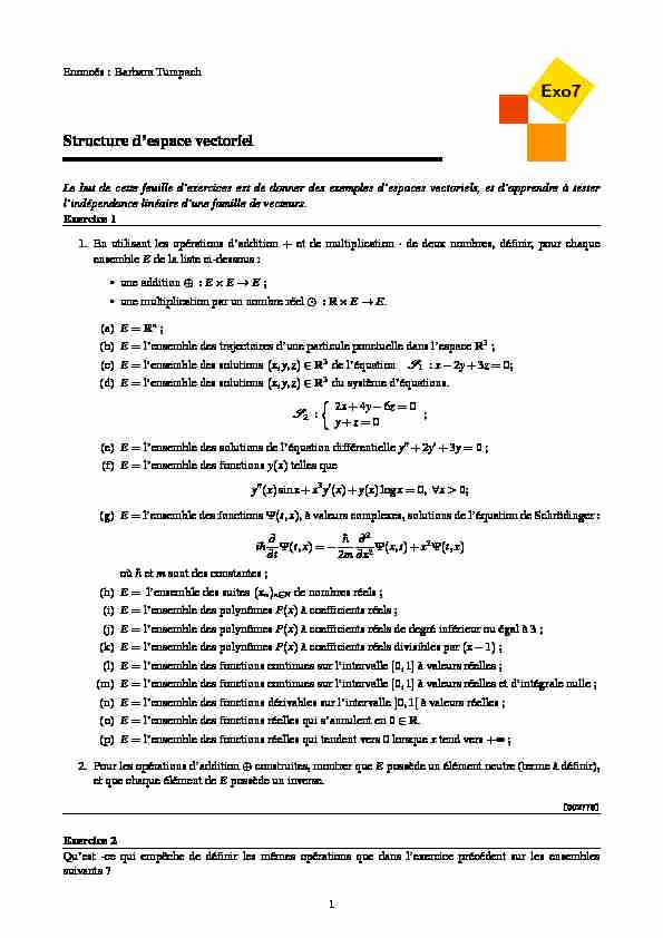 [PDF] Structure despace vectoriel - Exo7 - Exercices de mathématiques