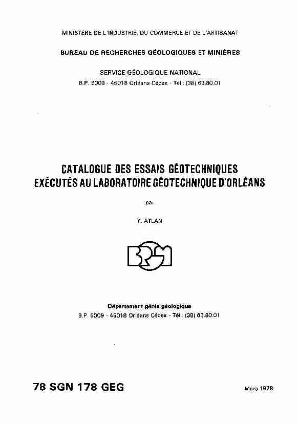 [PDF] CATALOGUE DES ESSAIS GÉOTECHNIQUES EXÉCUTÉS AU