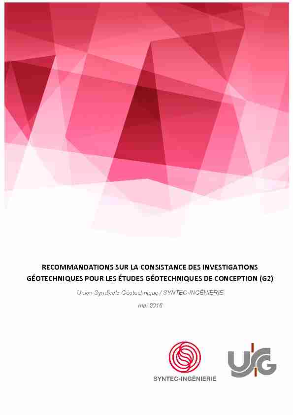 [PDF] Téléchargez nos recommandations - Union Syndicale Géotechnique