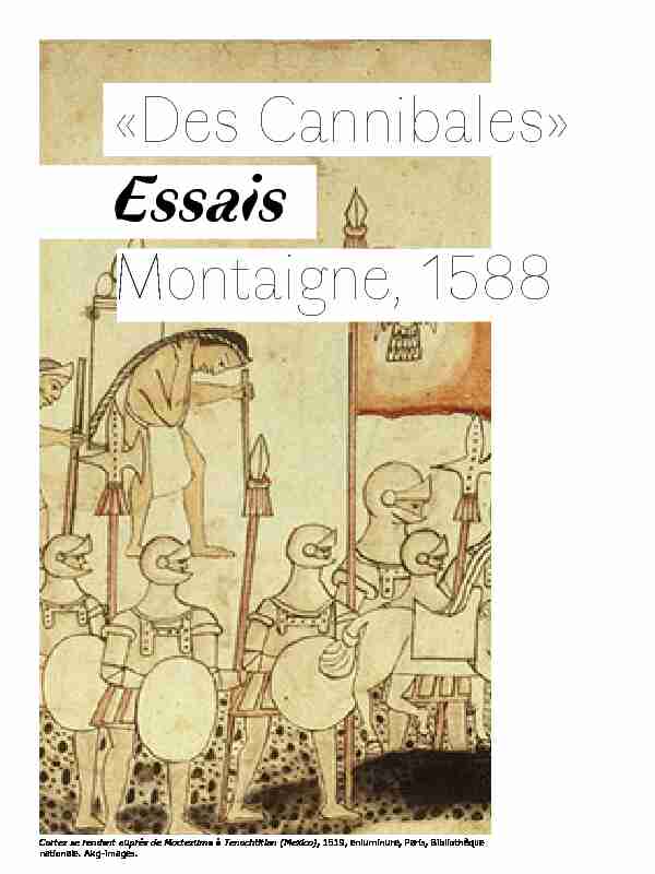 «Des Cannibales» Essais Montaigne 1588